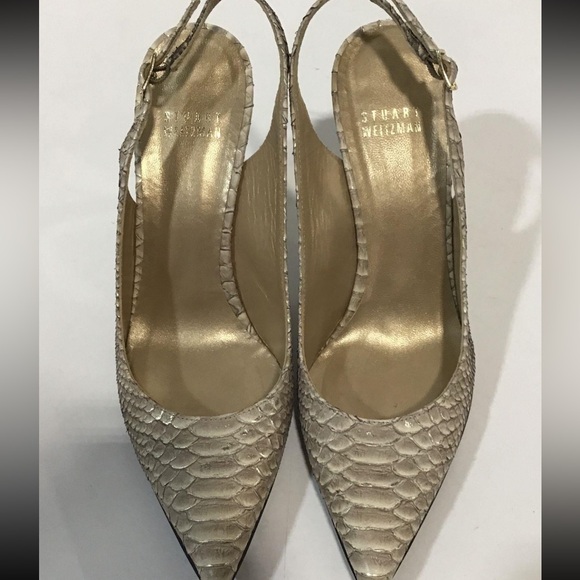 Women’s Stuart Weitzman Snake Print Slingback Heels Size 6.5M - Picture 2 of 7
